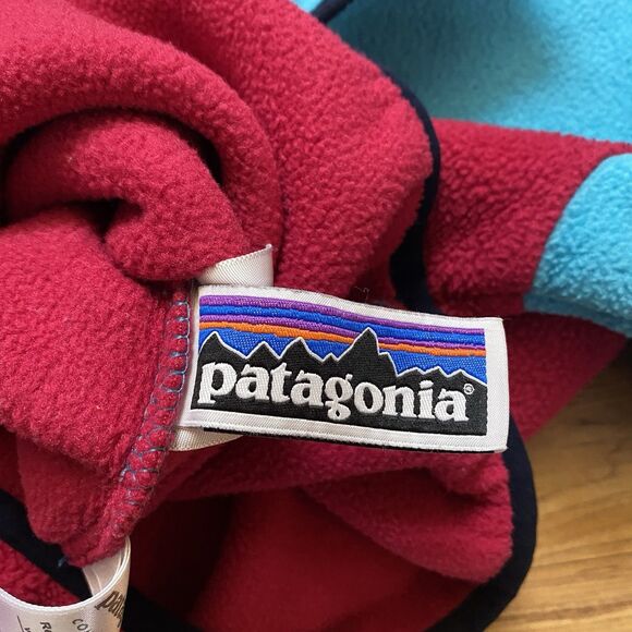 Patagonia Girl’s 10 M Synchilla Pullover T-Snap Fleece Blue Red Outdoor Hike Ski - Picture 13 of 16